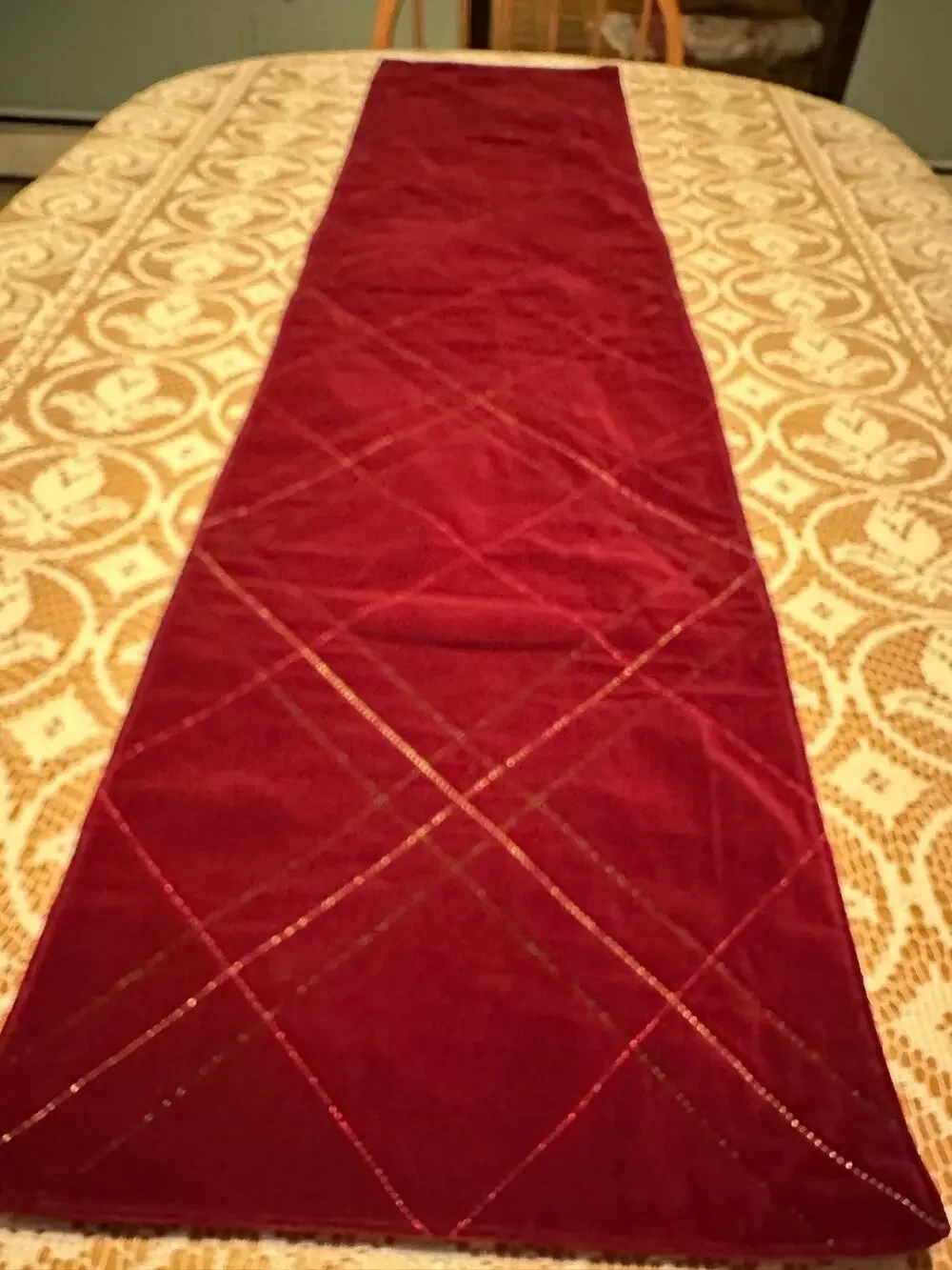 Burgundy Red Velvet Table Runner 13x49